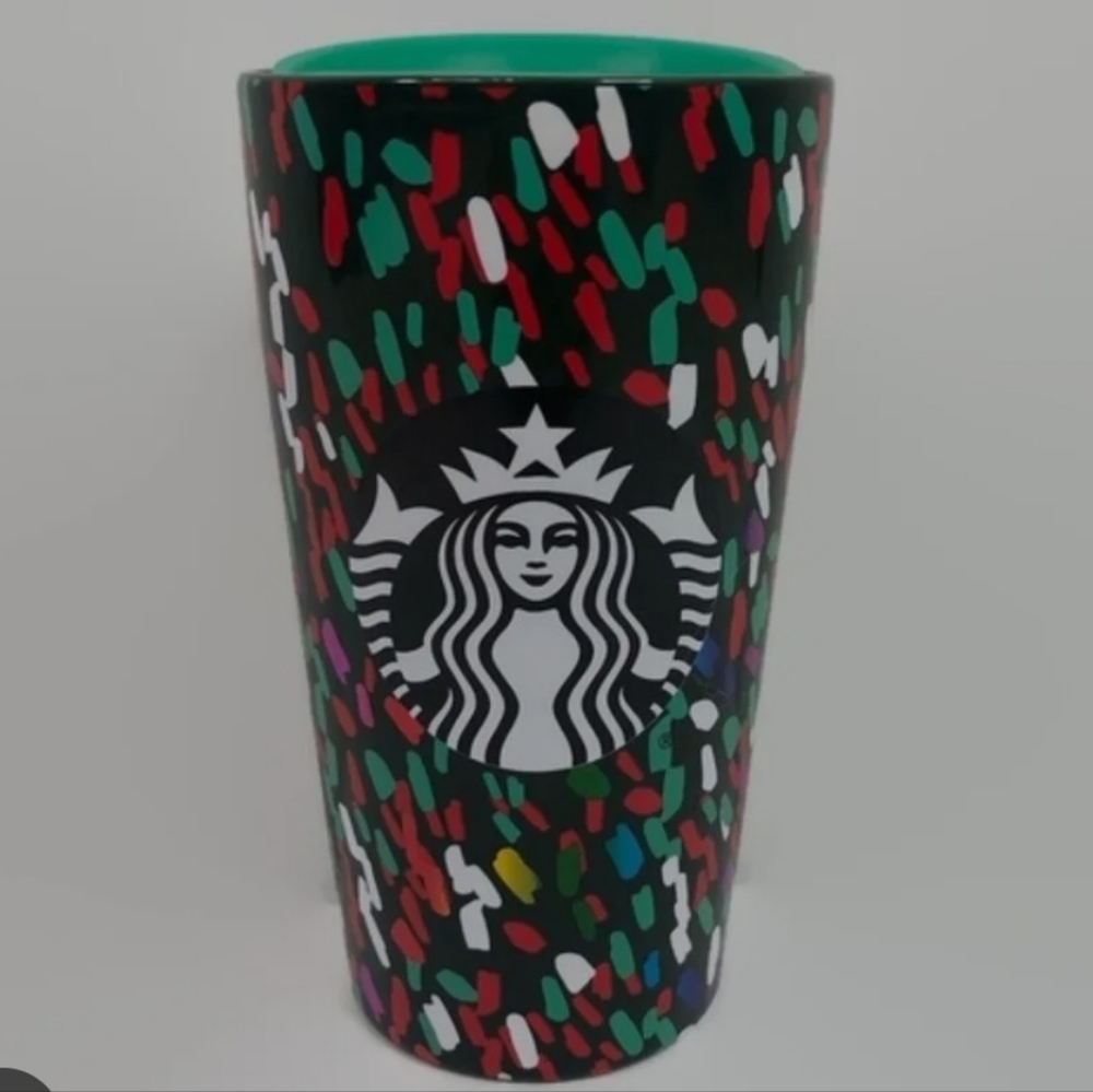 Green Starbucks Holiday 2019 Confetti Ceramic Tumbler
